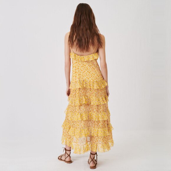 NWT Maje Rissol Cotton Ruffled Maxi Dress ASO Flora The Winx Saga - Picture 7 of 15